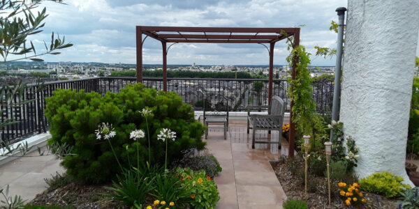 construction d'une pergola corten sur angers