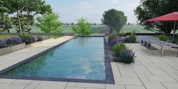 rendu 3D d'un projet de piscine angevin