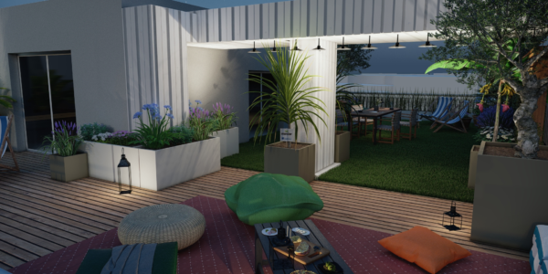 terrasse balcon rendu 3D